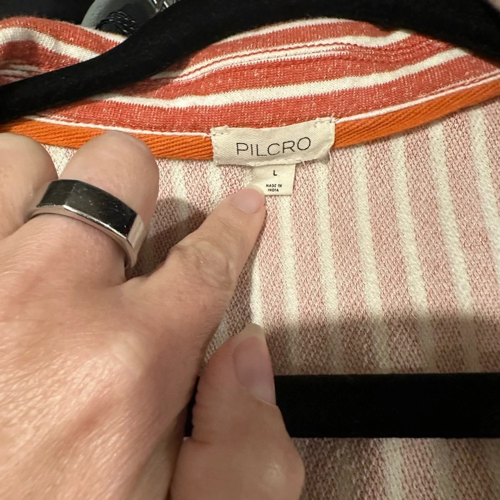 Pilcro Red and White Striped Button Down Shirt - Picture 2 of 4